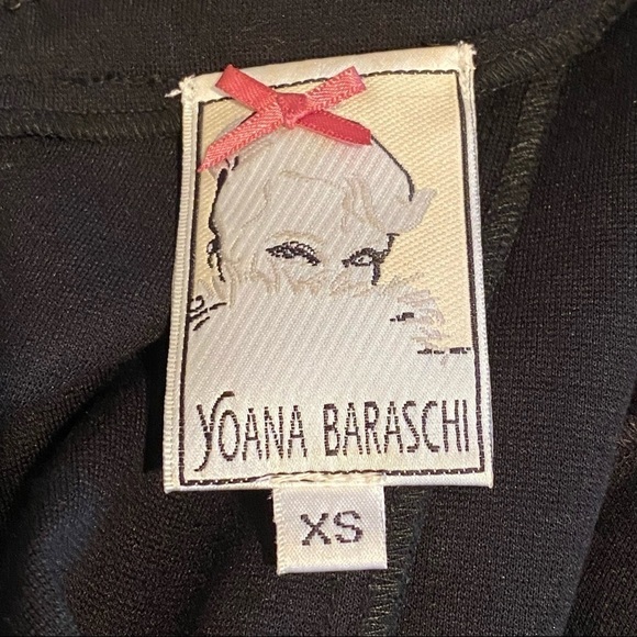 Yoana Baraschi Bodycon Stretch Embroidered  Silk Cocktail Dress Black Sz XS - Picture 7 of 11